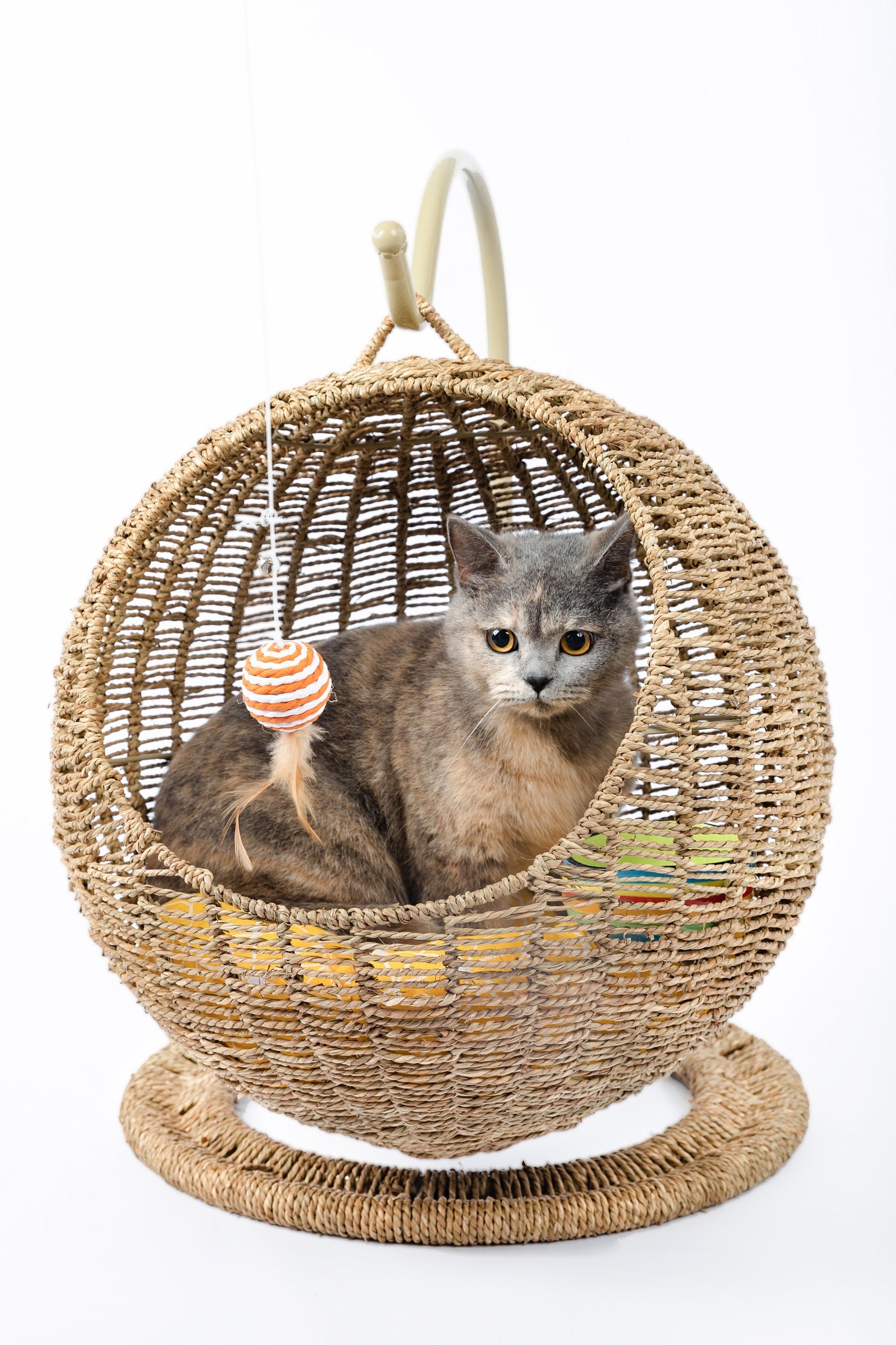 KFX-8119997 Woven Round Cat Litter Bed Hanging Basket for Small and Large Cats