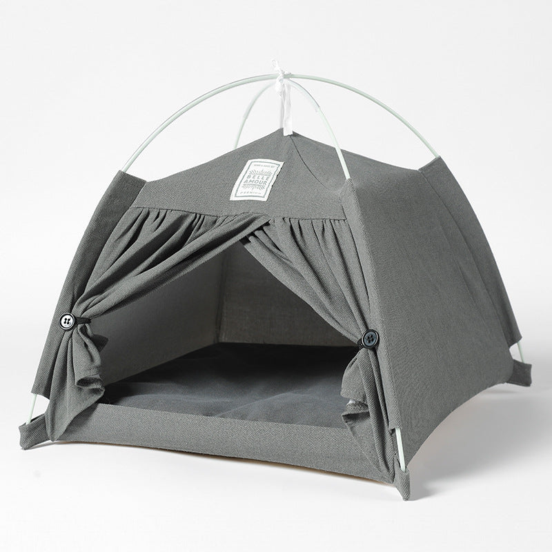 KFX-8120765 Removable Cotton and Linen Pet Tent Nest, 40cm x 40cm x 41cm, Lightweight and Cozy Design