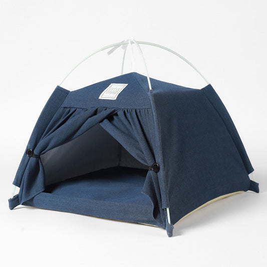 KFX-8120765 Removable Cotton and Linen Pet Tent Nest, 40cm x 40cm x 41cm, Lightweight and Cozy Design
