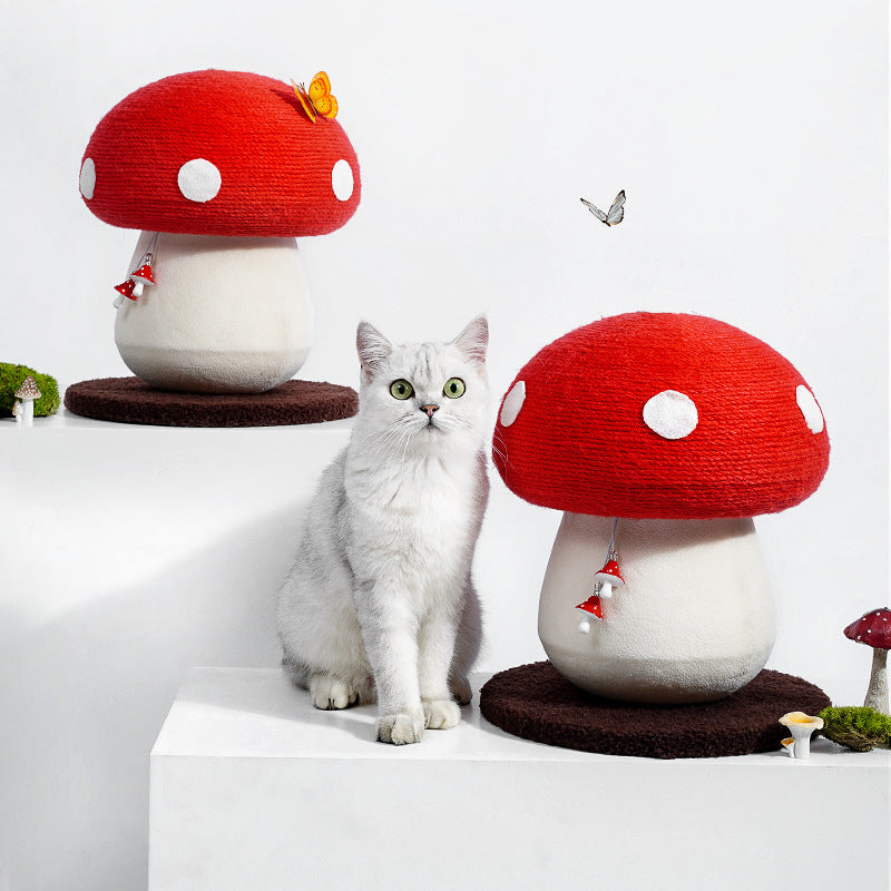 KFX-8121917 Red Poisonous Mushroom Cat Scratch Board - Sisal Cat Toy with Cute Design