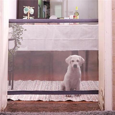 KFX-8123325 Portable Folding Pet Safety Barrier for Doorways and Stairs, Easy to Install Mesh Fence