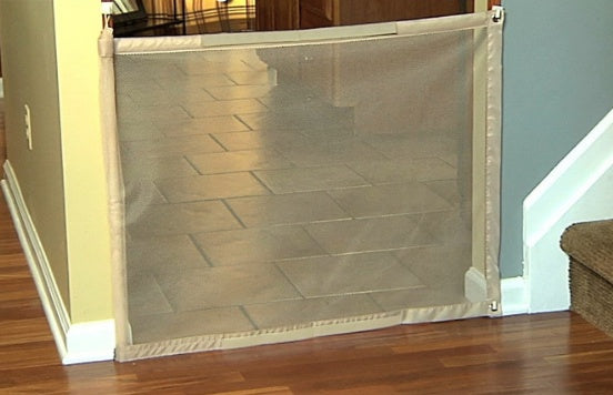 KFX-8123325 Portable Folding Pet Safety Barrier for Doorways and Stairs, Easy to Install Mesh Fence