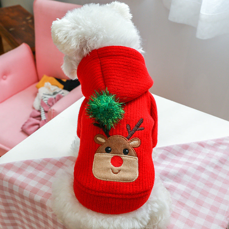 KFX-8124093 Christmas Elk Couple Hoodie Dress - Polyester Casual Wear for Pets