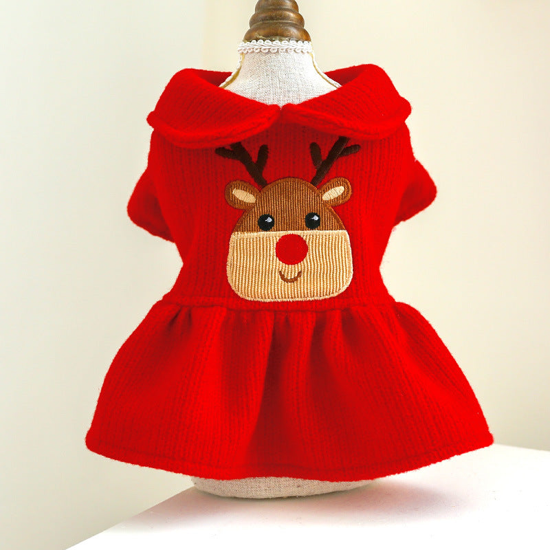 KFX-8124093 Christmas Elk Couple Hoodie Dress - Polyester Casual Wear for Pets
