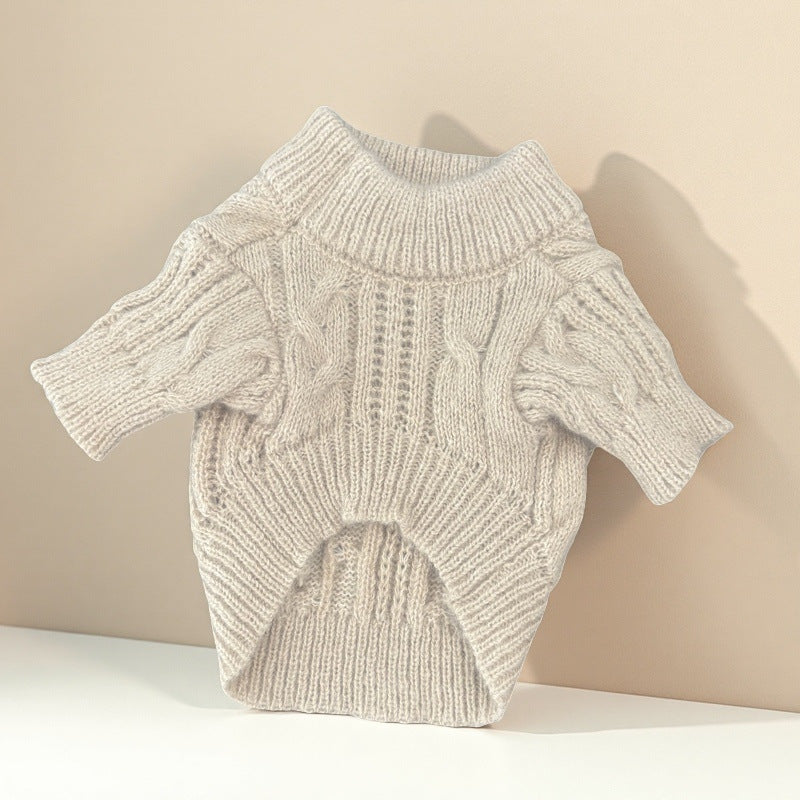 KFX-8127293 Cute Beige Wool Sweater for Pets - Warm Casual Clothing in XS to XL