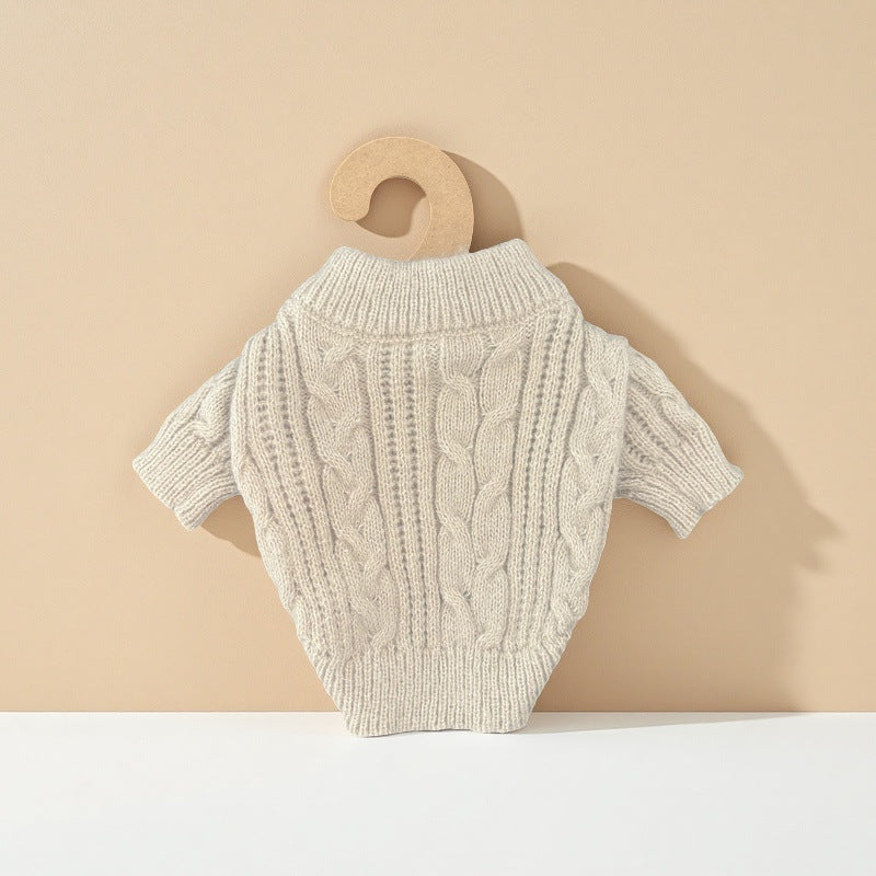 KFX-8127293 Cute Beige Wool Sweater for Pets - Warm Casual Clothing in XS to XL