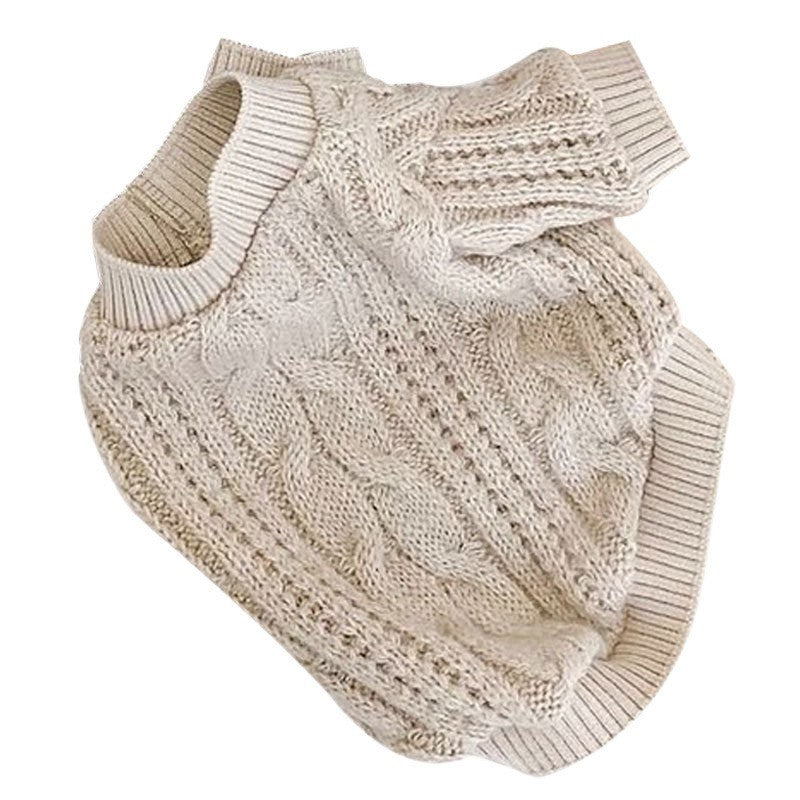 KFX-8127293 Cute Beige Wool Sweater for Pets - Warm Casual Clothing in XS to XL