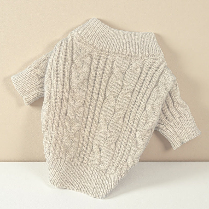 KFX-8127293 Cute Beige Wool Sweater for Pets - Warm Casual Clothing in XS to XL