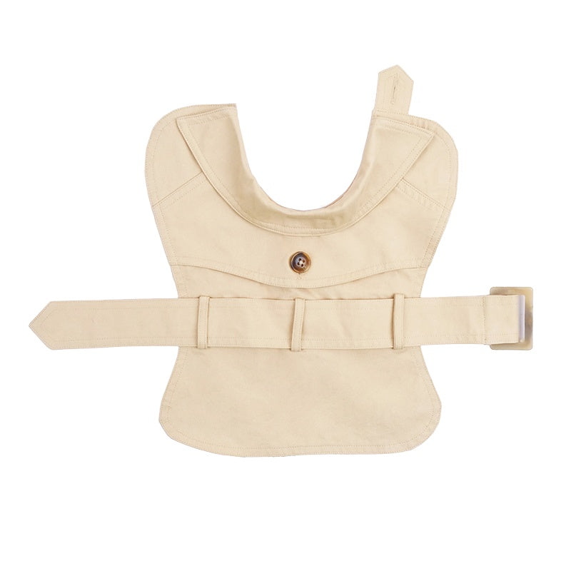 KFX-8129853 Stylish British Trench Coat for Dogs - Lightweight Washed Cotton, Perfect for Spring and Autumn