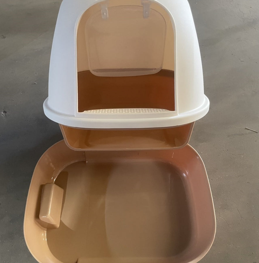 KFX-8132925 Enclosed Cat Litter Box with Easy Access and Odor Control