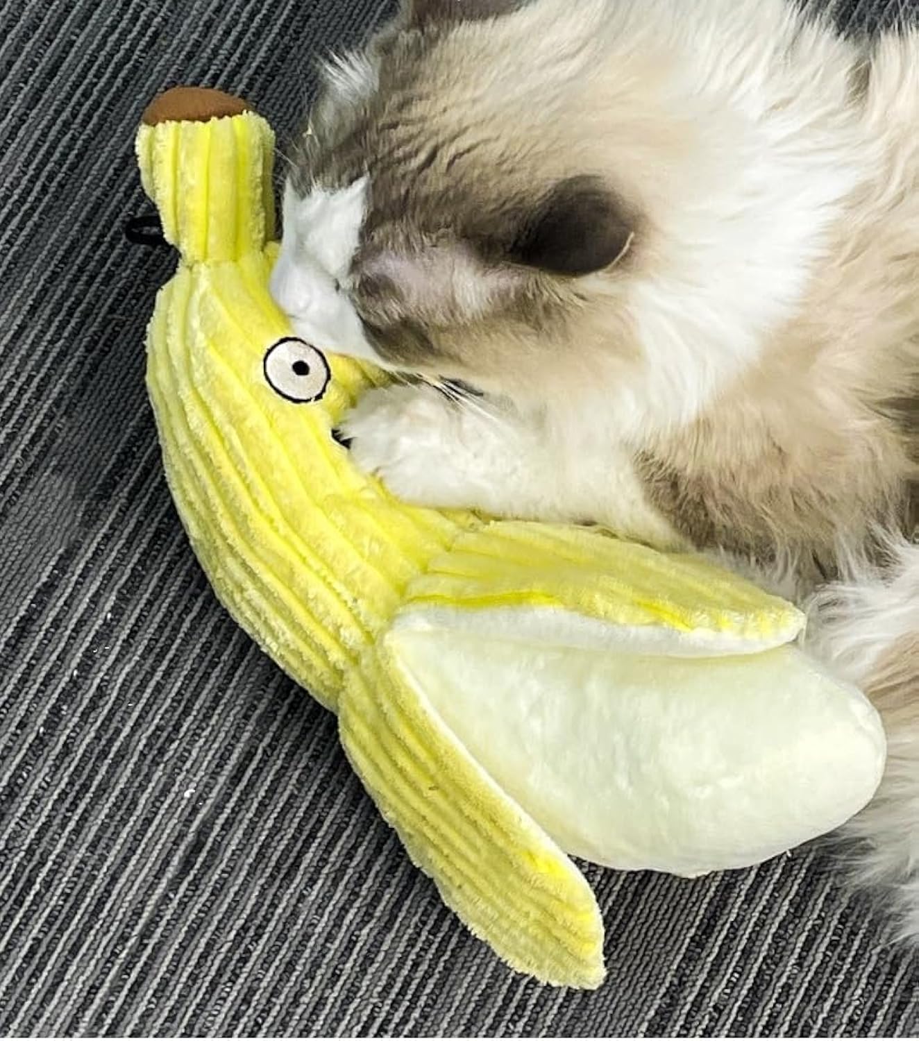 KFX-8134717 Crinkle Banana Cat Toy with Catnip - Soft Plush Chew Toy for Kittens, Ideal for Indoor Play and Exercise
