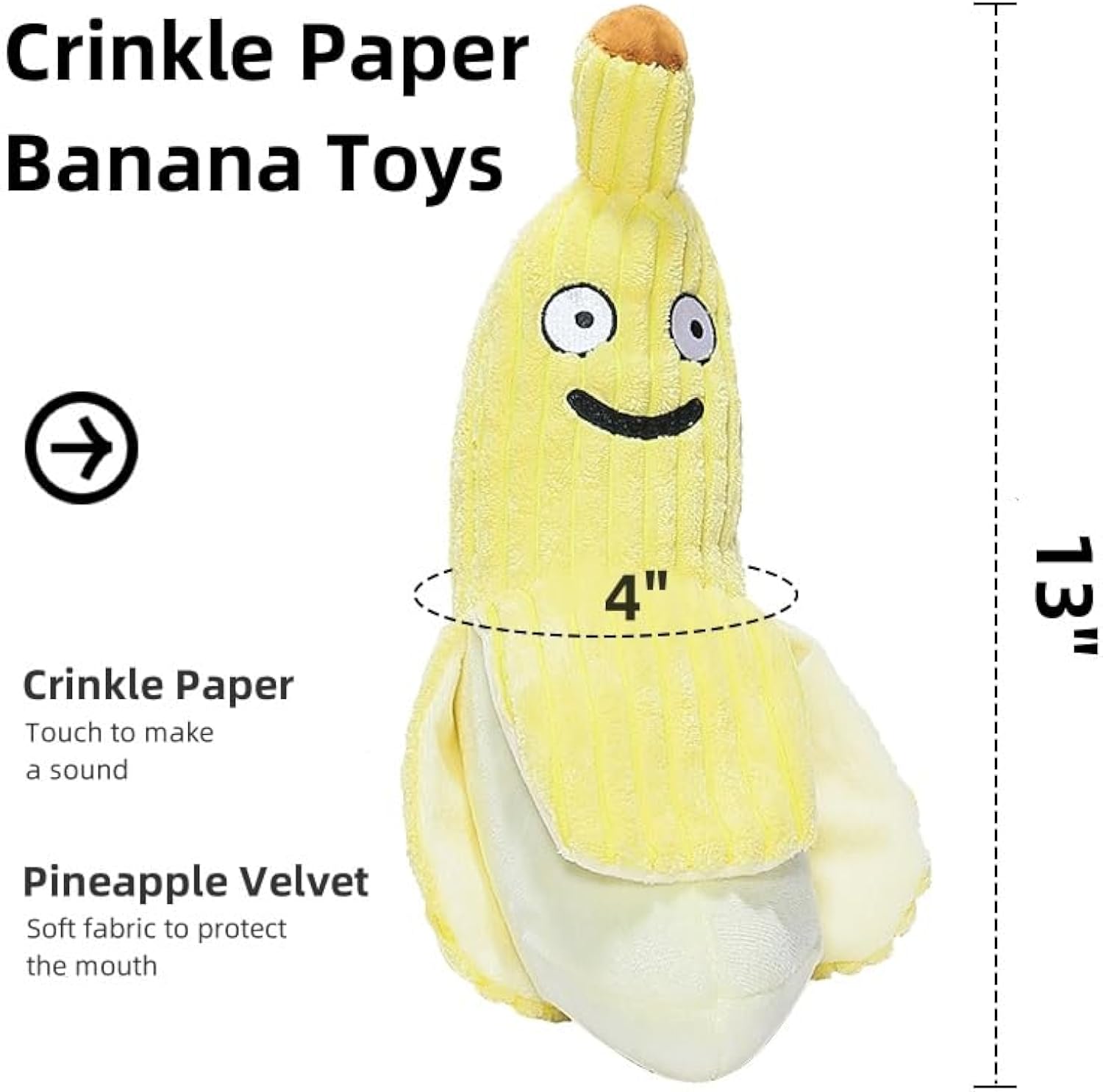 KFX-8134717 Crinkle Banana Cat Toy with Catnip - Soft Plush Chew Toy for Kittens, Ideal for Indoor Play and Exercise