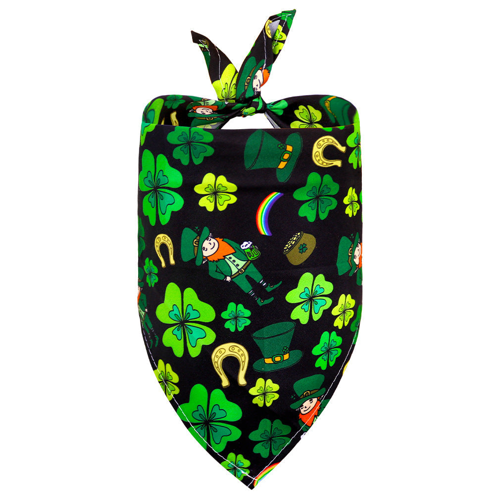 KFX-8134845 Lucky Clover Dog Scarf - Polyester Pet Accessory in Various Patterns and Sizes
