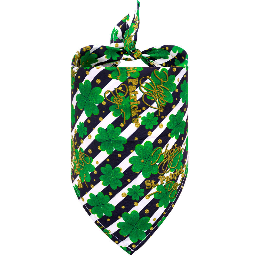KFX-8134845 Lucky Clover Dog Scarf - Polyester Pet Accessory in Various Patterns and Sizes