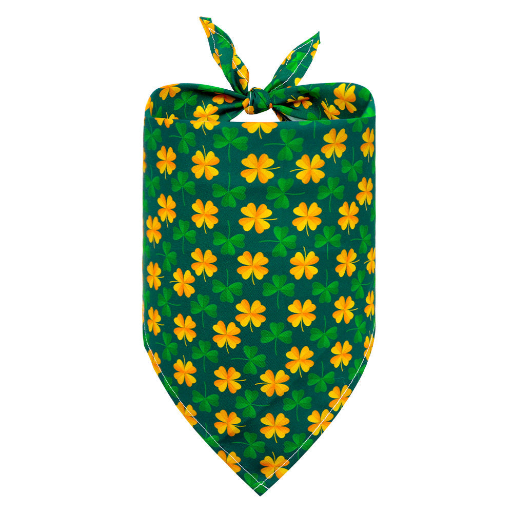 KFX-8134845 Lucky Clover Dog Scarf - Polyester Pet Accessory in Various Patterns and Sizes
