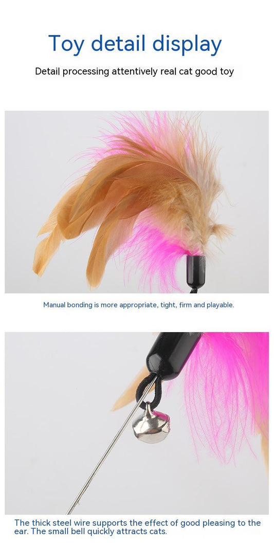 KFX-8135229 Multi-functional Cat Teaser with Silicone Feather and Adjustable Collar for Scarf 17-27cm