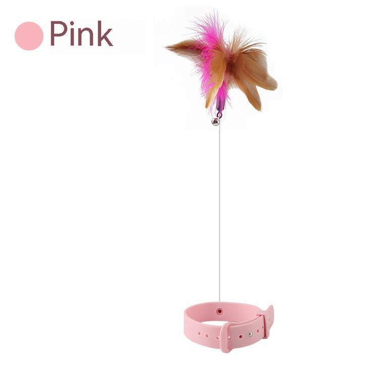 KFX-8135229 Multi-functional Cat Teaser with Silicone Feather and Adjustable Collar for Scarf 17-27cm