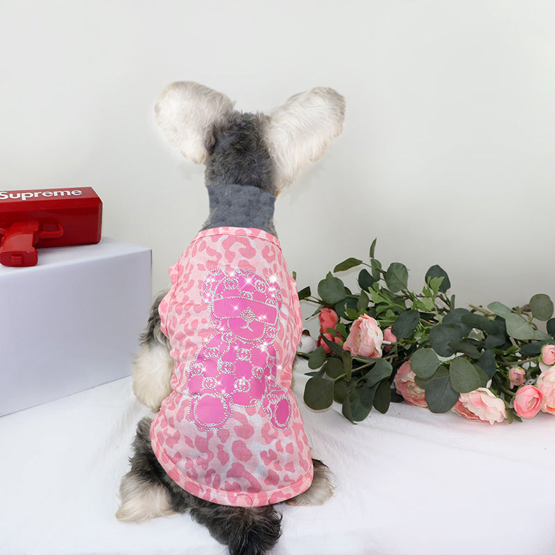 KFX-8137789 Schnauzer Summer Cotton Vest with Bright Diamond Design in Multiple Colors