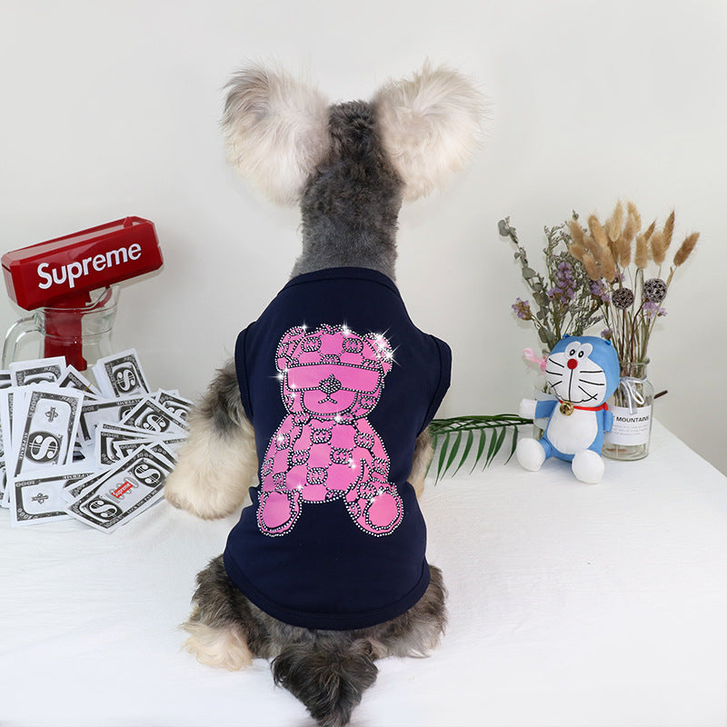 KFX-8137789 Schnauzer Summer Cotton Vest with Bright Diamond Design in Multiple Colors