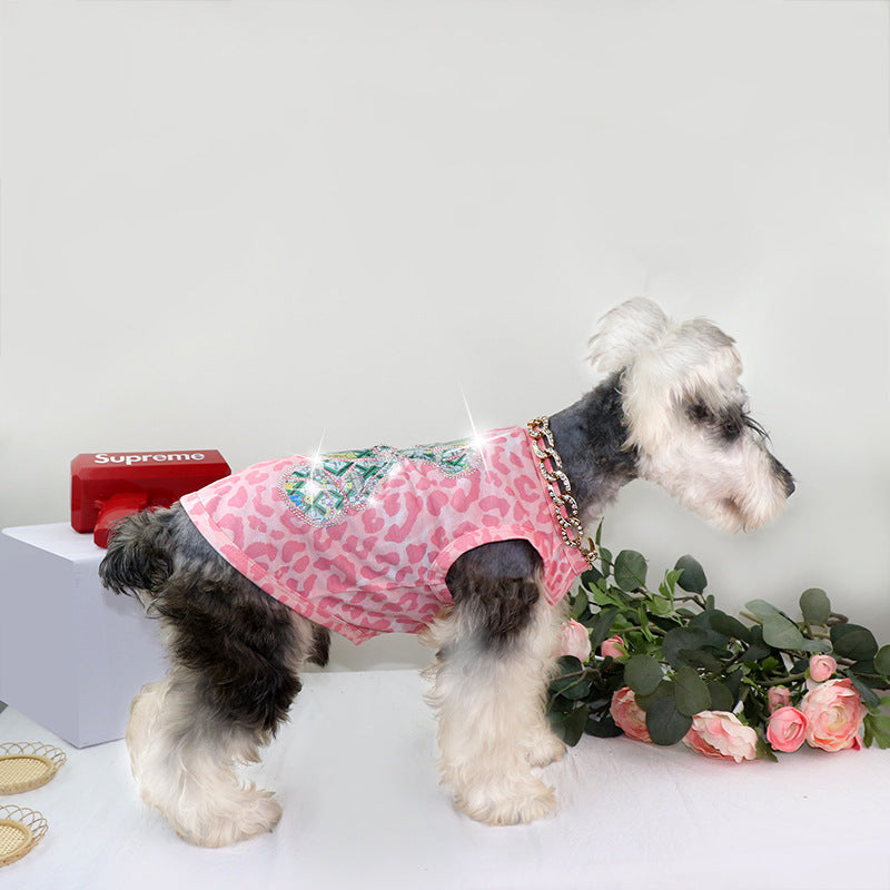 KFX-8137789 Schnauzer Summer Cotton Vest with Bright Diamond Design in Multiple Colors