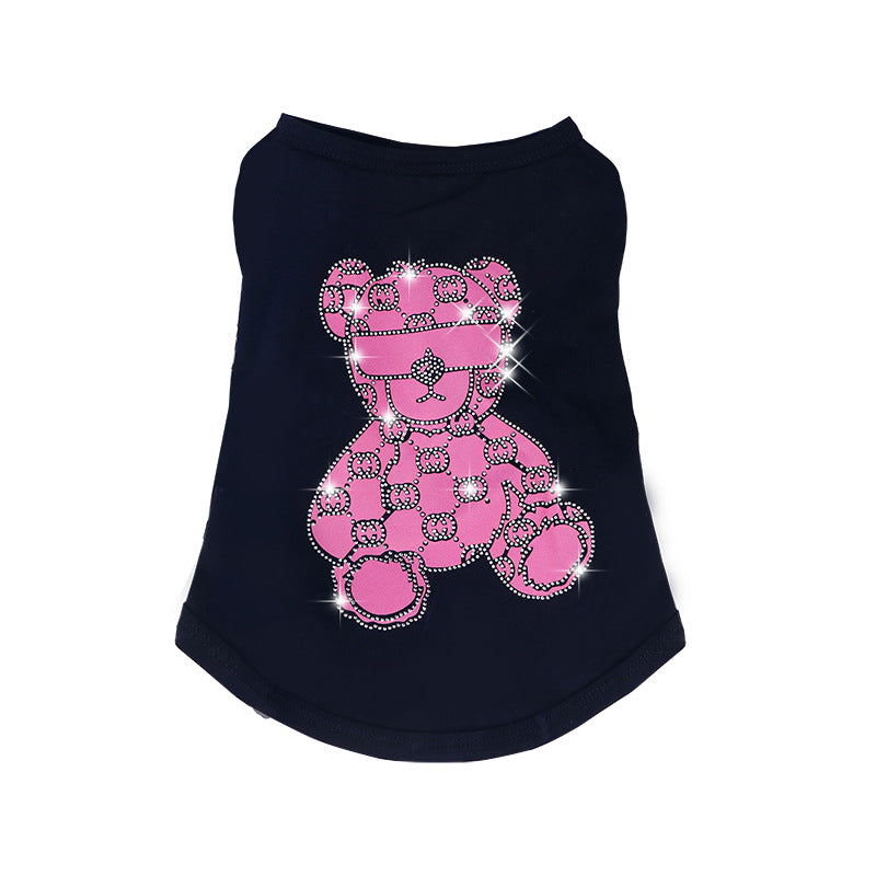 KFX-8137789 Schnauzer Summer Cotton Vest with Bright Diamond Design in Multiple Colors