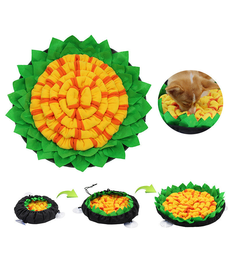 KFX-8138045 Pet Sniffing Mat for Dogs - Interactive Slow Feeding Blanket in Red, Yellow, Green, and Gray with Polar Fleece and Felt Cloth