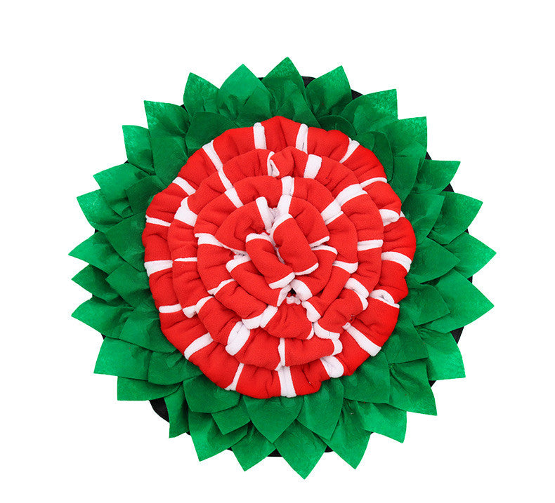 KFX-8138045 Pet Sniffing Mat for Dogs - Interactive Slow Feeding Blanket in Red, Yellow, Green, and Gray with Polar Fleece and Felt Cloth