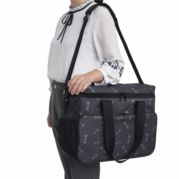 KFX-8139453 Multi-Functional Black Cartoon Pet Travel Bag - Comfortable and Durable Polyester Design
