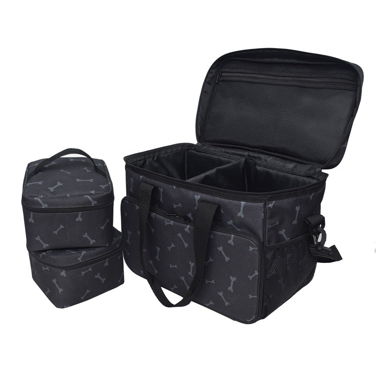 KFX-8139453 Multi-Functional Black Cartoon Pet Travel Bag - Comfortable and Durable Polyester Design