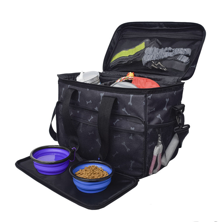 KFX-8139453 Multi-Functional Black Cartoon Pet Travel Bag - Comfortable and Durable Polyester Design