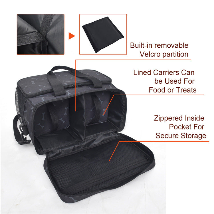 KFX-8139453 Multi-Functional Black Cartoon Pet Travel Bag - Comfortable and Durable Polyester Design