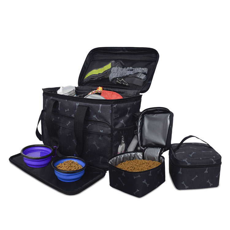 KFX-8139453 Multi-Functional Black Cartoon Pet Travel Bag - Comfortable and Durable Polyester Design