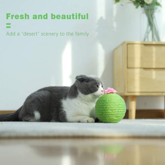 KFX-8140477 Interactive Cat Scratcher Ball with Natural Sisal and Catnip for Indoor Play and Exercise