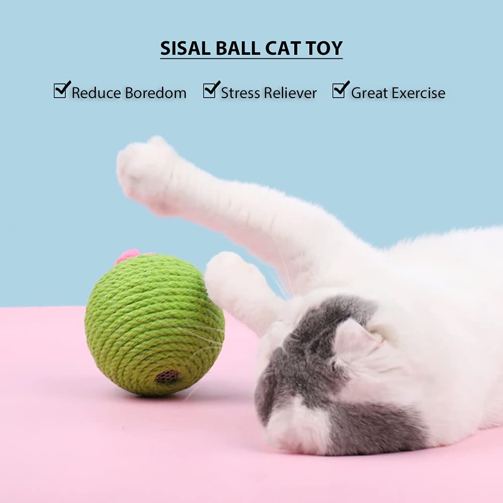 KFX-8140477 Interactive Cat Scratcher Ball with Natural Sisal and Catnip for Indoor Play and Exercise