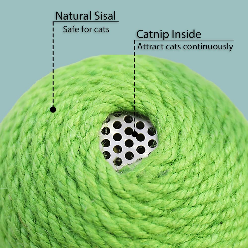 KFX-8140477 Interactive Cat Scratcher Ball with Natural Sisal and Catnip for Indoor Play and Exercise