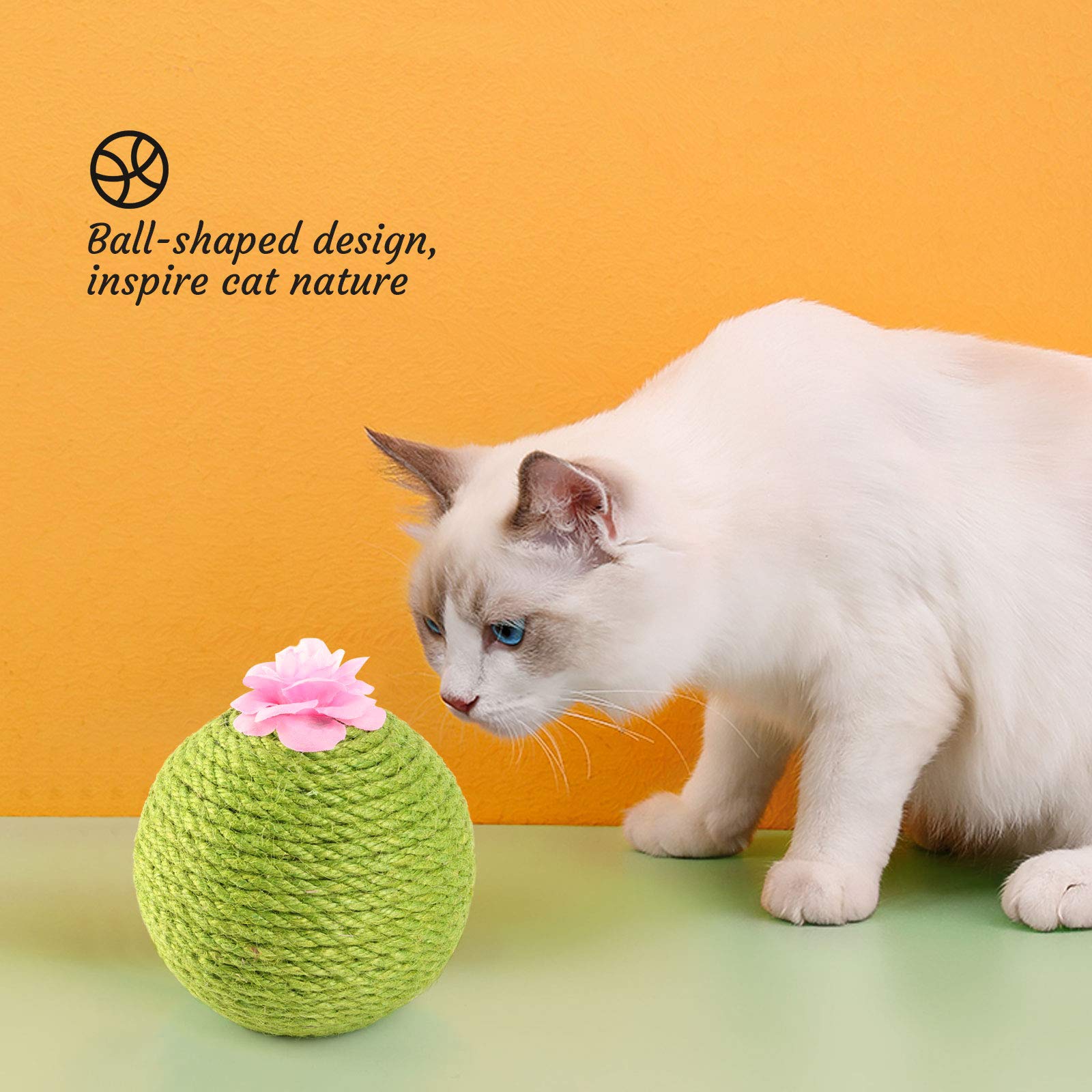 KFX-8140477 Interactive Cat Scratcher Ball with Natural Sisal and Catnip for Indoor Play and Exercise