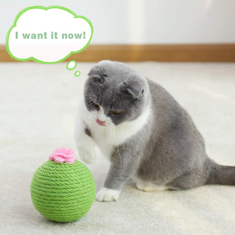 KFX-8140477 Interactive Cat Scratcher Ball with Natural Sisal and Catnip for Indoor Play and Exercise