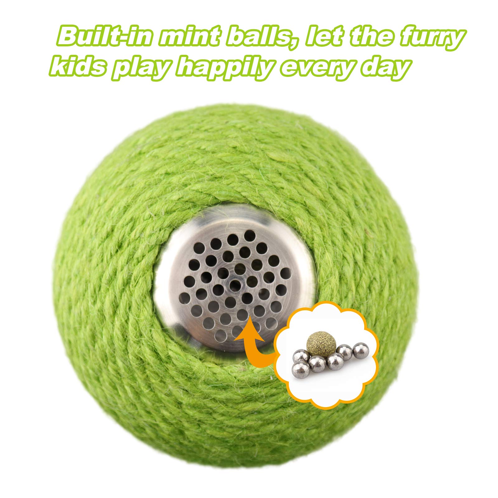 KFX-8140477 Interactive Cat Scratcher Ball with Natural Sisal and Catnip for Indoor Play and Exercise