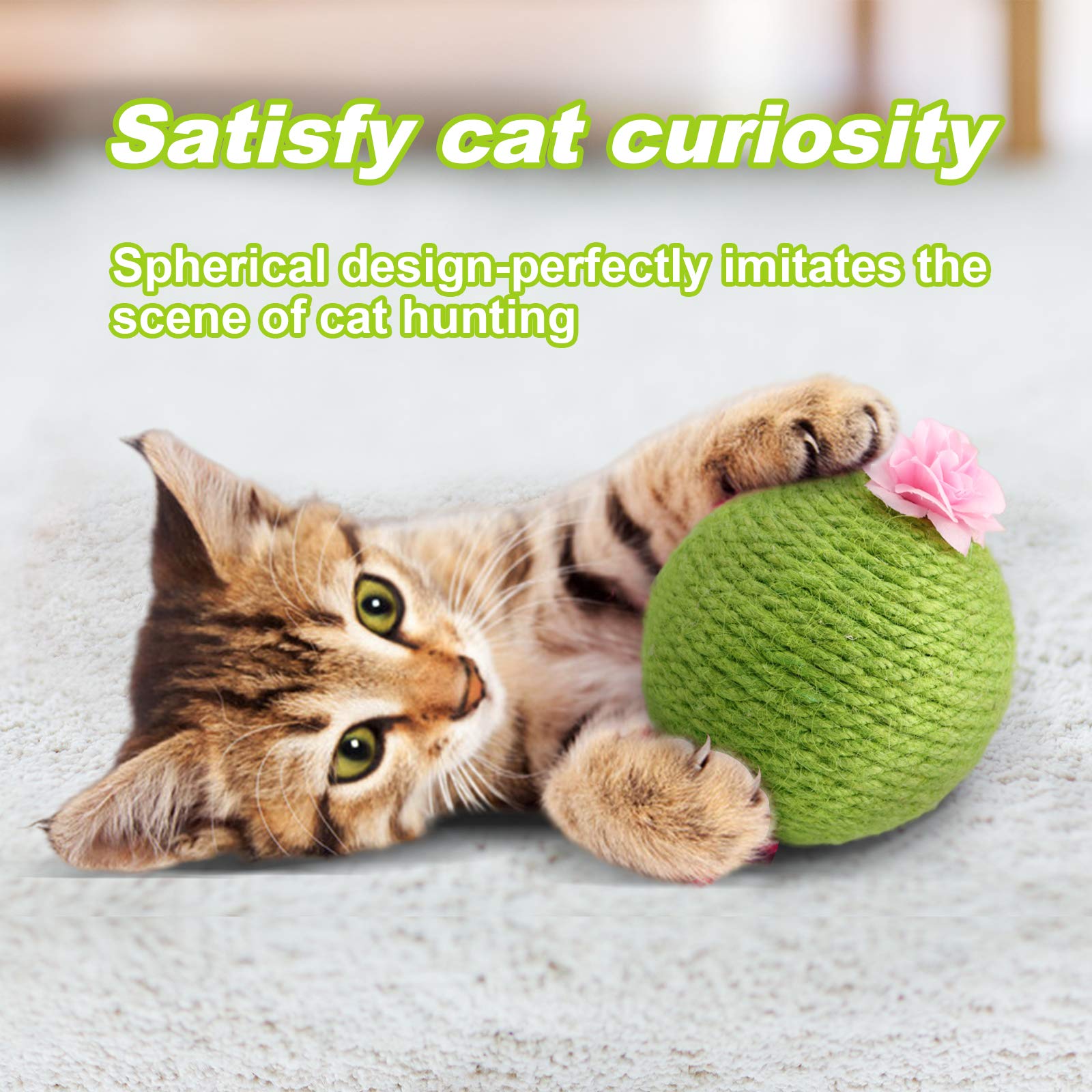 KFX-8140477 Interactive Cat Scratcher Ball with Natural Sisal and Catnip for Indoor Play and Exercise