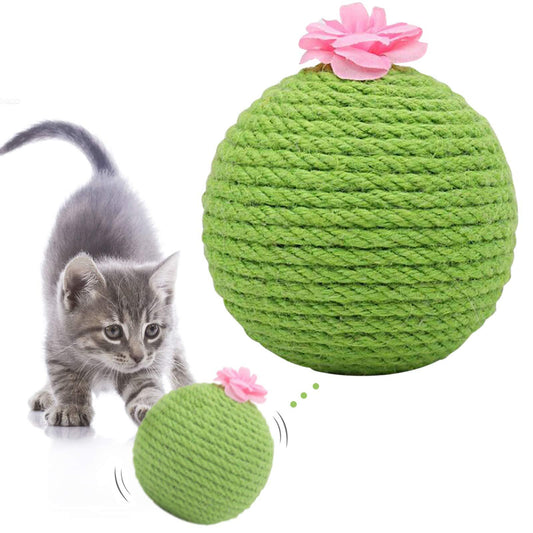 KFX-8140477 Interactive Cat Scratcher Ball with Natural Sisal and Catnip for Indoor Play and Exercise
