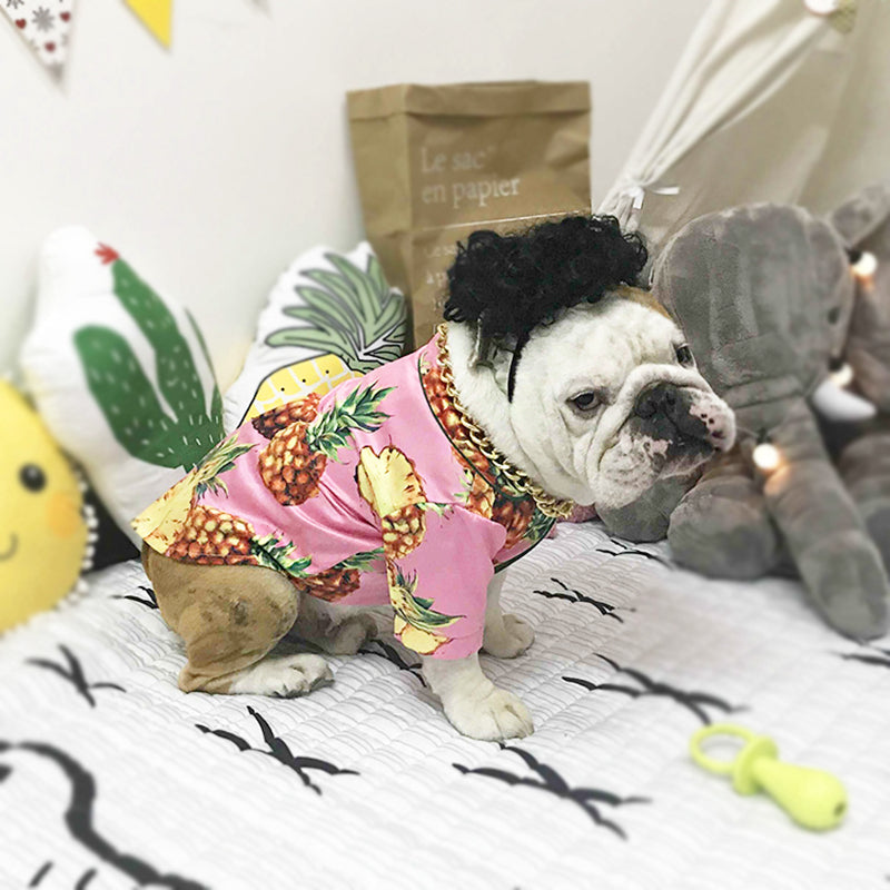 KFX-8141373 Casual Cotton Shirt for Pets - Pink Pineapple Design - Multiple Sizes Available