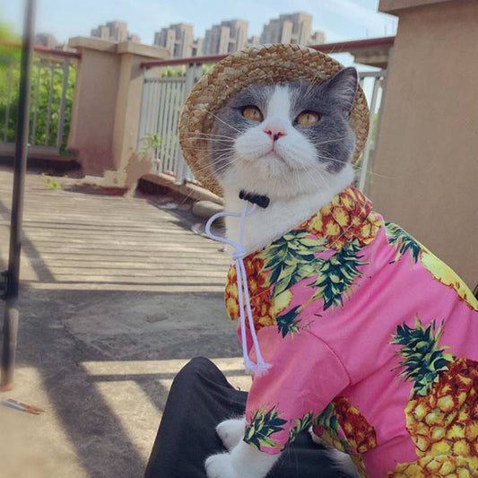 KFX-8141373 Casual Cotton Shirt for Pets - Pink Pineapple Design - Multiple Sizes Available