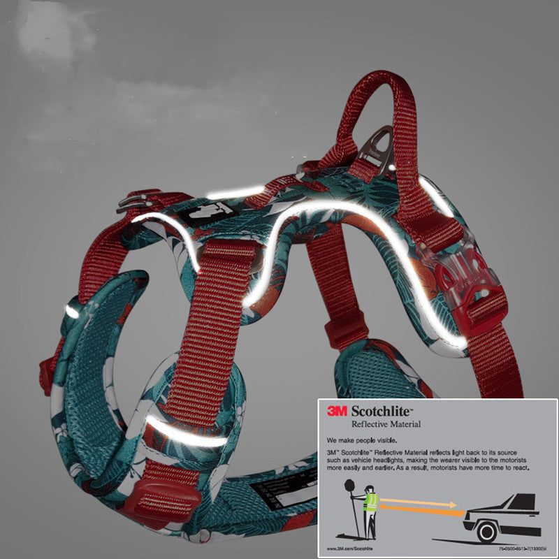 KFX-8142269 Adjustable Dog Traction Chest Strap - Nylon & Aluminum Alloy - Red, Blue, Green, Purple - Size XS to XL