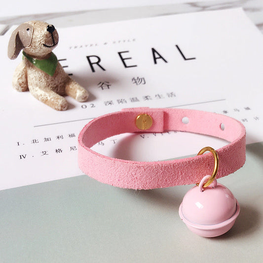 KFX-8144957 Candy-Colored Adjustable Pet Collar with Bell – Soft Cloth Material, Multiple Sizes Available