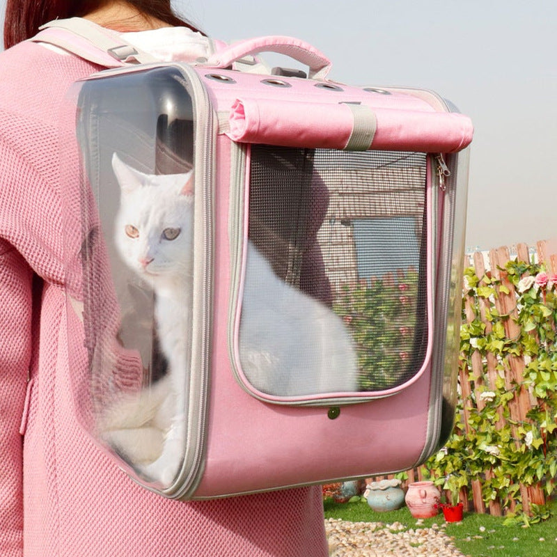 KFX-8145213 Breathable Portable Cat Travel Backpack with Embossed Design