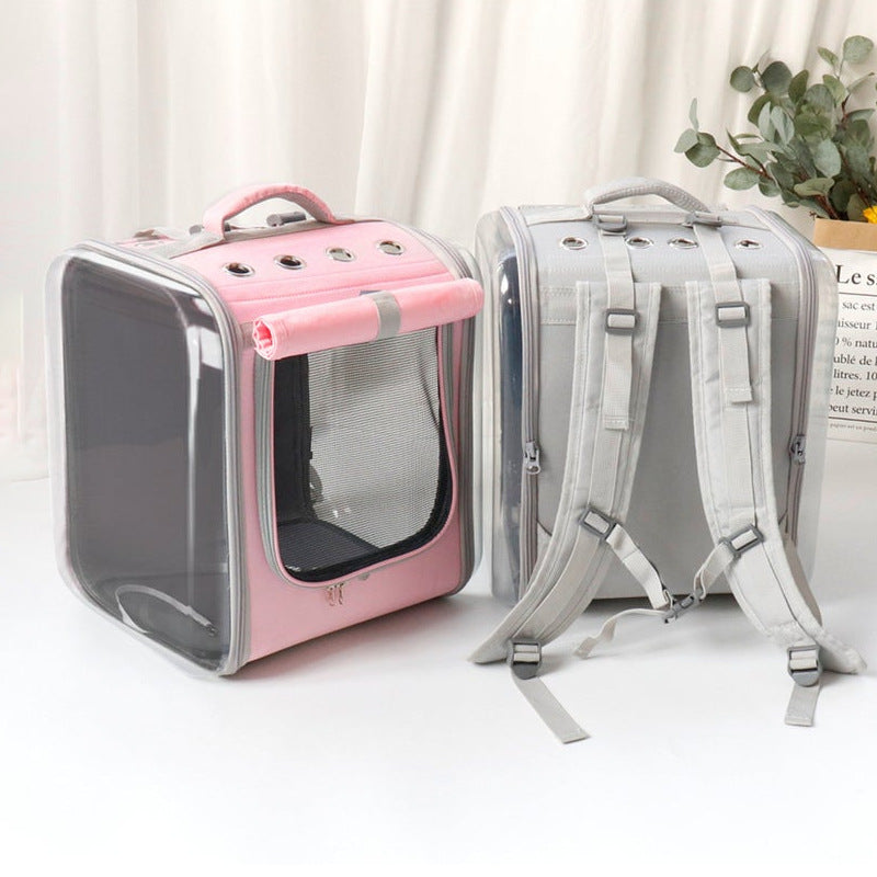 KFX-8145213 Breathable Portable Cat Travel Backpack with Embossed Design