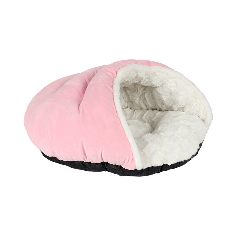 KFX-8148797 Cozy Semi-Closed Slippers Pet Nest with Printed Plush Material