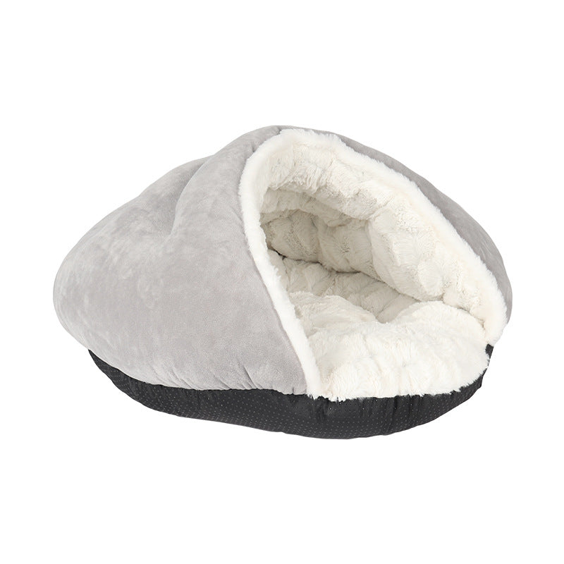 KFX-8148797 Cozy Semi-Closed Slippers Pet Nest with Printed Plush Material