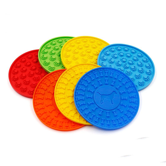KFX-8148925 Silicone Pet Licking Mat for Bath Time Fun - 15cm Round Design