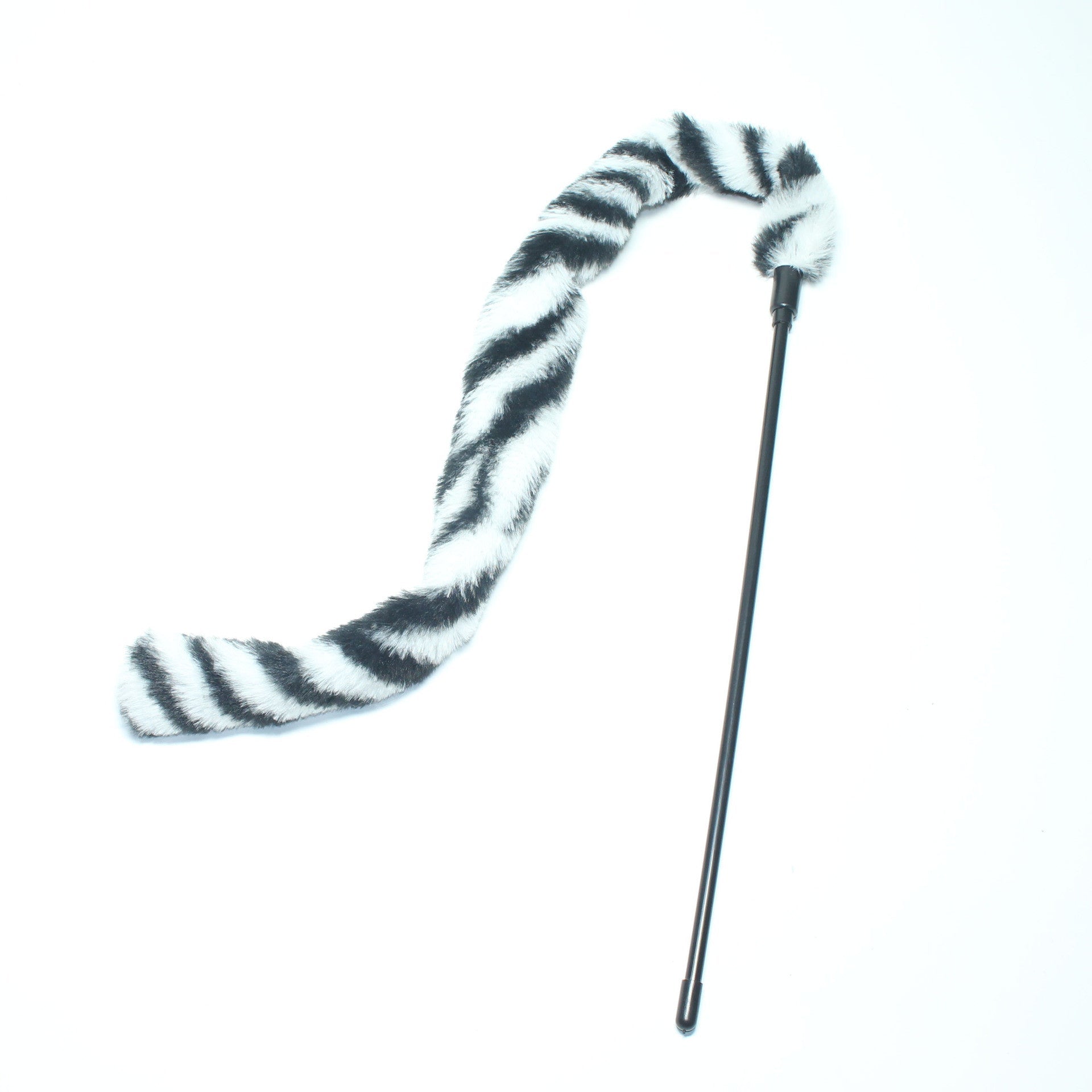 KFX-8149565 Plush Leopard Print Cat Teaser Stick with Simulated Rabbit Hair Tail, 28cm Long